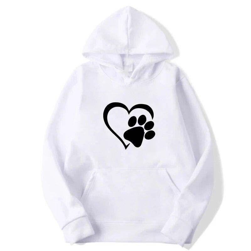 Femei Hanorac Drăguț Câine Labă și Inimă Formă Print Hoodies Femei Casual Mânecă Lungă Hoodies Toamna Iarna Pulover Plus Size