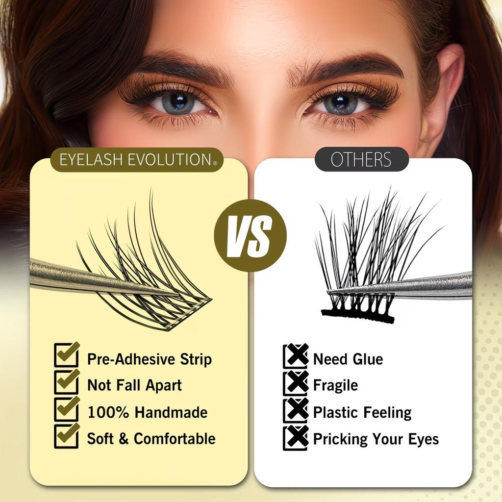100/120/200Pcs Self Adhesive Eyelashes Clusters Kit Pre-Glued Individual Eyelashes with Tweezers Natural Volume False Eyelashes