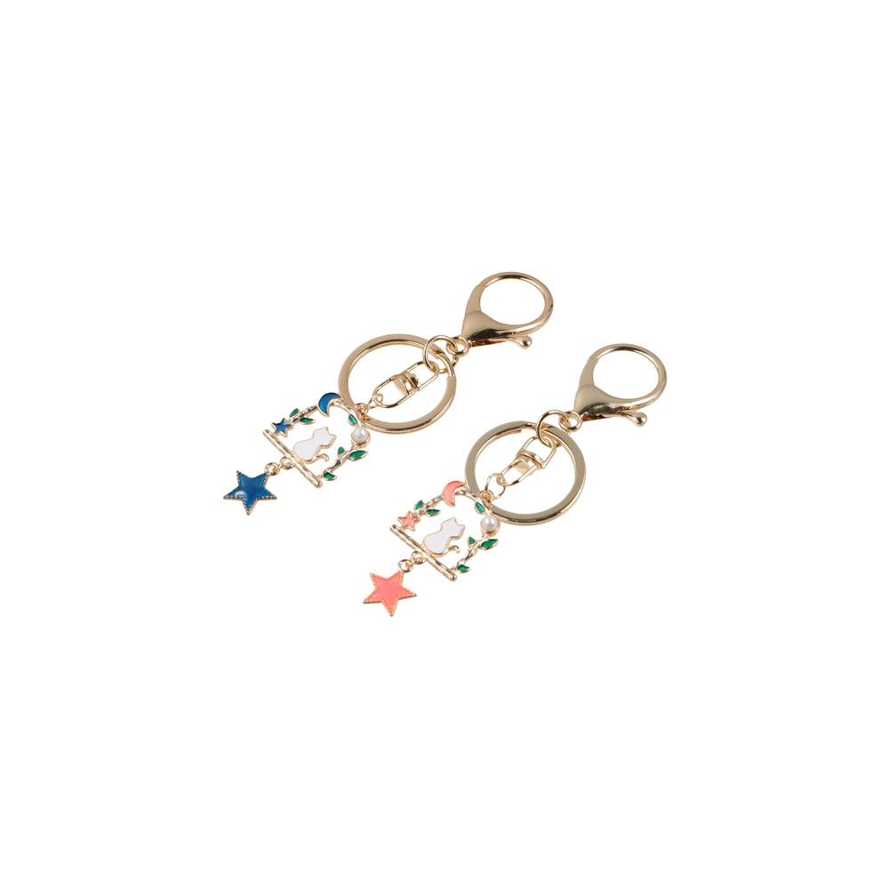 

Jewelry Starry Sky Cat Keychain Pendants Cat Zinc Zinc Alloy Keyring Cat Couple Keychain Headphone Case pink-B1