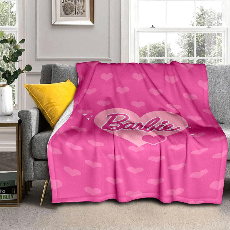 1pc Pink Hearts Barbie Wallpaper Cartoon Blanket,Portable Throw for Travel & Camping, All Season Cozy Blanket,Ideal Gift
