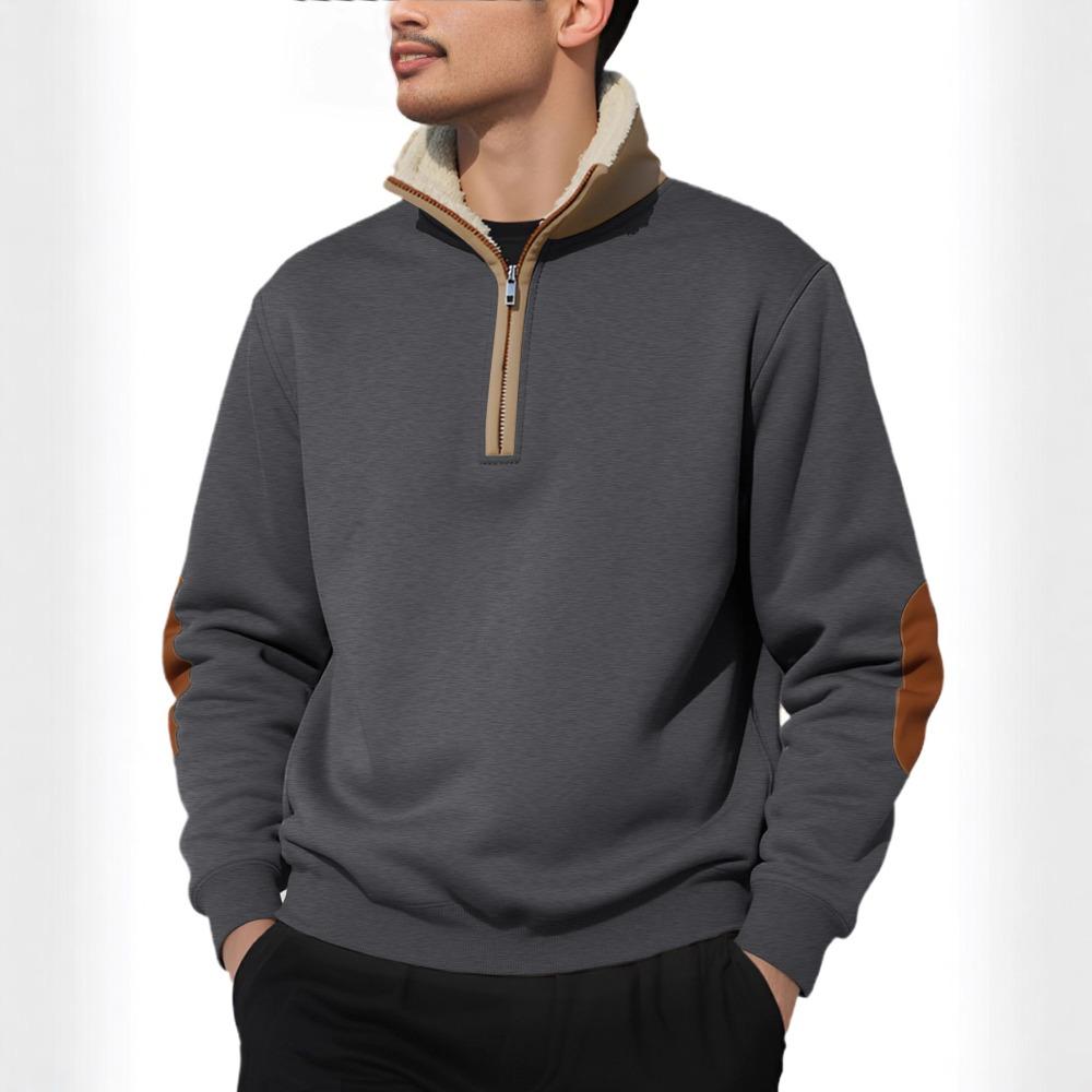 New Arrival Retro Stand Collar Half-Zip Men's Long-Sleeved Casual Sports Sweatshirt