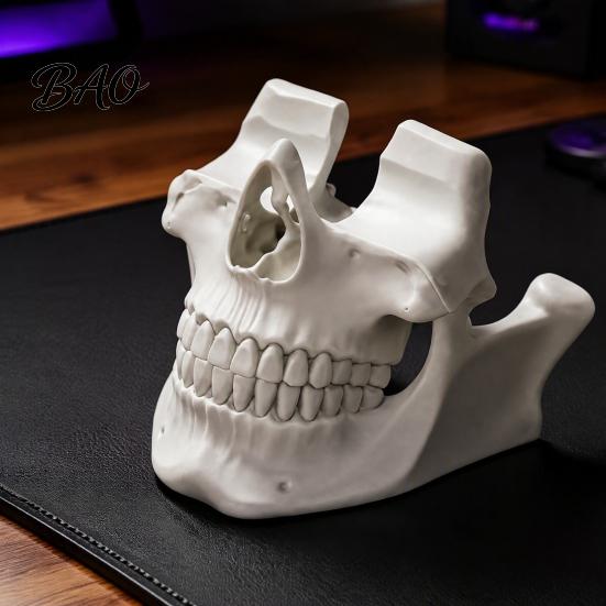 Customizable DIY White Mold 3D Printed Skull Game Controller Holder, Head Stand for Controller, Cool Desktop Display Gaming Room Decor, Gamer
