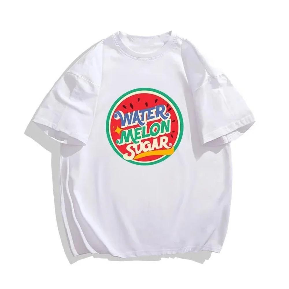 Plus Size Korean Style Simple Watermelon Sugar Choi Hyun Wook Hip Hop Kpop Raper Twinkling Shiny Short Sleeve Kid Tshirts Unisex M