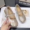 Silver 2025 autumn with skirt French rhinestone summer new Mary Jane shoes women's evening small leather shoes flat single shoes