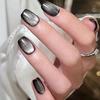 24PCS Cat Eye Short False Nails Reusable Glitter Fake Nails Fake Nail Sweet Almond False Nails For Women DIY Manicure
