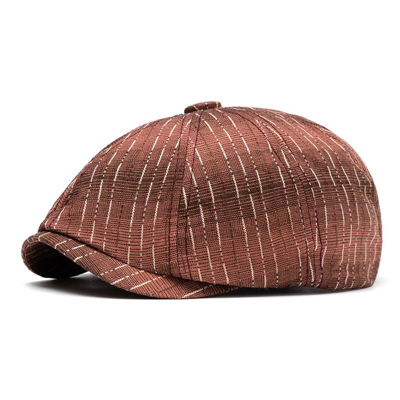Herrenhut Gestreifte Sonnenblende Achteckige Kappe Britische Kappe Baskenmütze Damen Zeitungskappe