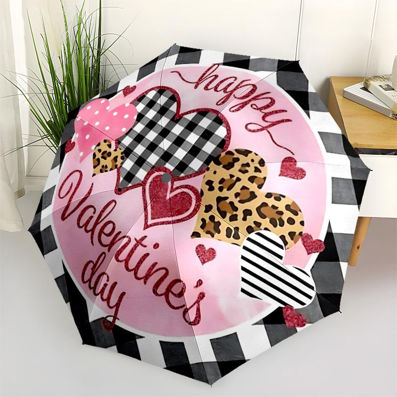 

1pc Valentine s Day Decorations Automatic Folding Umbrella - Portable Collapsible Design, 8-Rib Iron Frame, Durable Fabric yy251125069