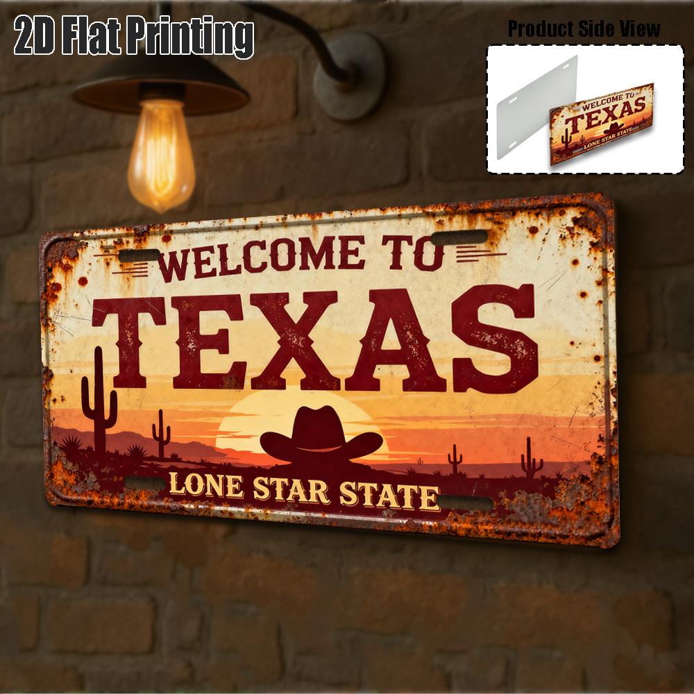 2D Flat Printing, Vintage Sign, Only for decoration, Yard Signs & Wall Art, Texas Sign, American Western Cowboy Style Decor