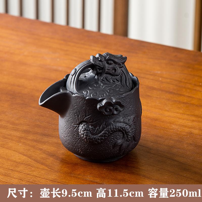 1pc Zhu Ni Handmade Teapot Purple Clay Large Handheld Pot Household Chinese Style Fast Food Cup Kung Fu Tenglong Tea Set