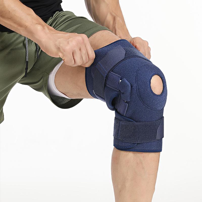 

Спортивные стальные наколенники с ремешком, фиксированные, складные, с алюминиевой пластиной для поддержки, наколенники с силиконовой менисковой защитой от ударов, спортивные леггинсы one size fits all тёмно-синий