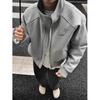 Men's Wool Blend Padded Baseball Jacket with Stand Collar - Autumn/Winter Outerwear