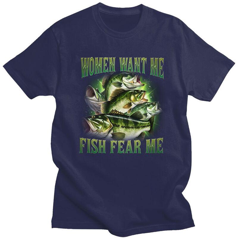 

Women Want Me Fish Fear Me T Shirt for Men Tshirt Casual Streetwaer Short Sleeve Tee Shirt Loose Fit Clothing Gift 4XL