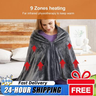 USB Heated Blanket Electric Heated Shawl 3 Heating Level Wearable Heated Blanket Coral Velvet Body Warmer Fast Heating Blanket