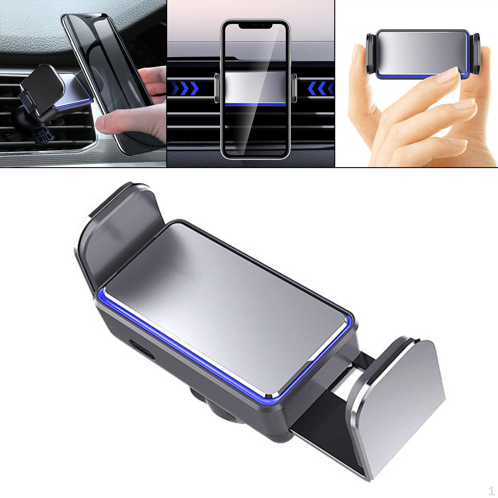 

Vent Phone Mount Adjustable Handsfree Stable Mini Stand Cradle Clip Holder for XR Android серебряный