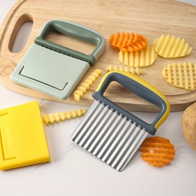 [Durevole Tagliapatate a Zig Zag] 1 pz Acciaio Inossidabile Taglia Patatine Ondulato, Strumento da Cucina Affettatrice per Verdure a Motivo Ondulato