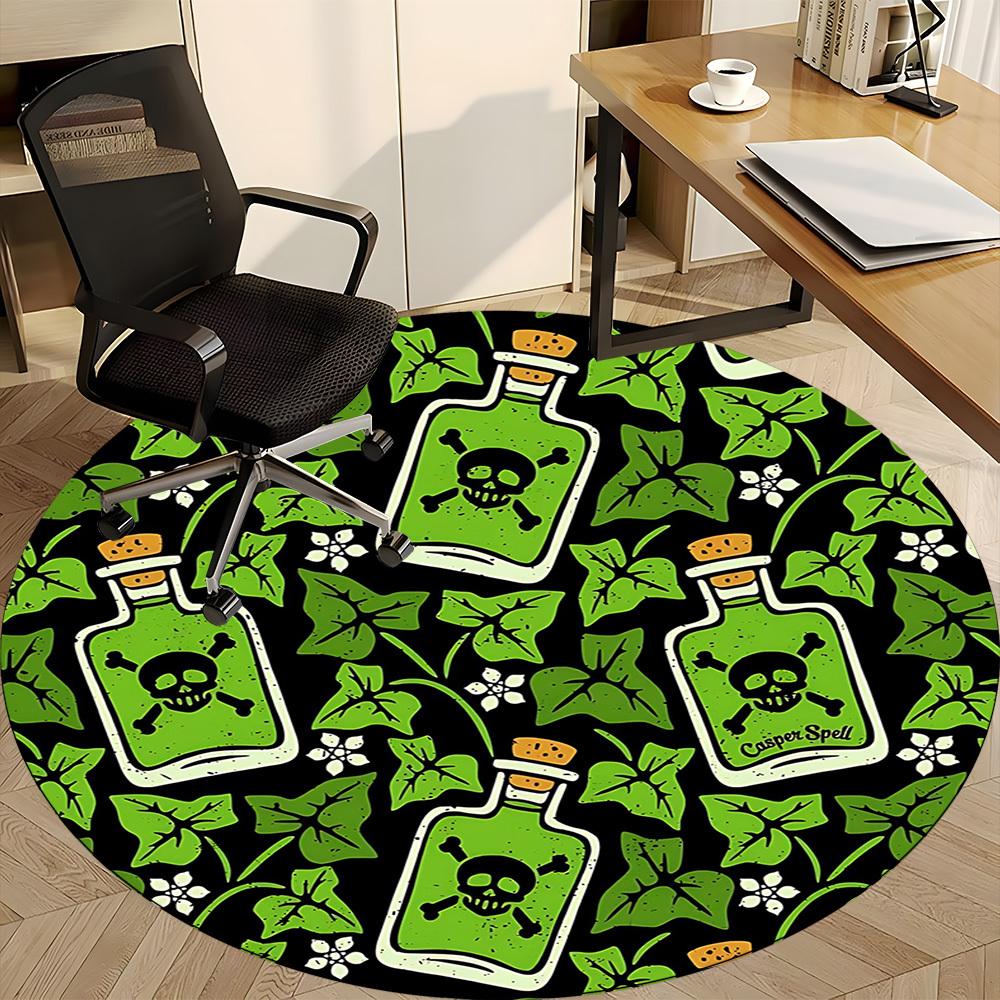 1pc Skull Poison Office Round Area Rug, Indoor Mat Suitable For Office, Under Office Chairs Bedroom Living Room Home Decor, Room Deco201