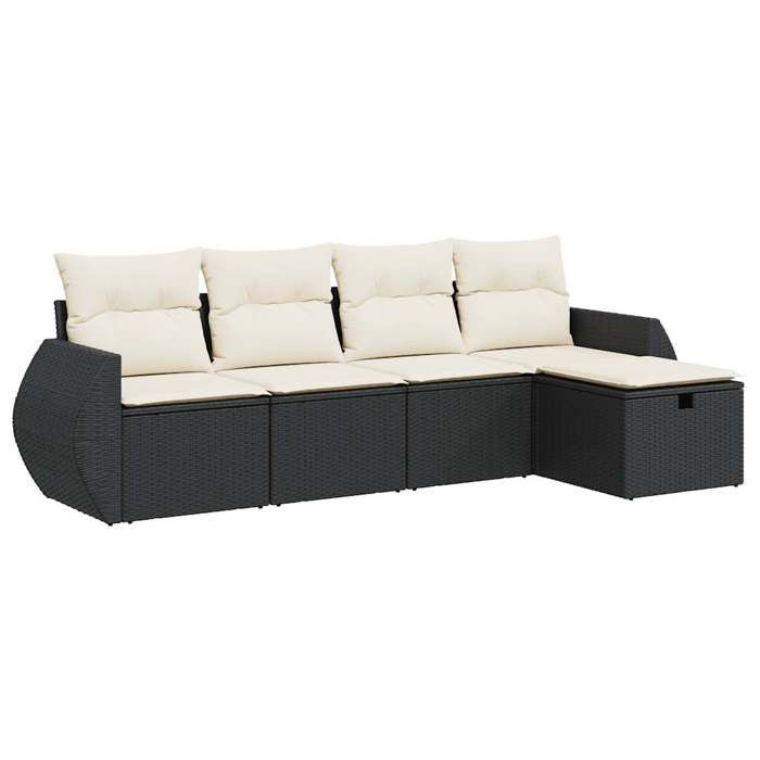 VidaXL Salon de jardin 5 pcs avec coussins noir résine tressée 3325562