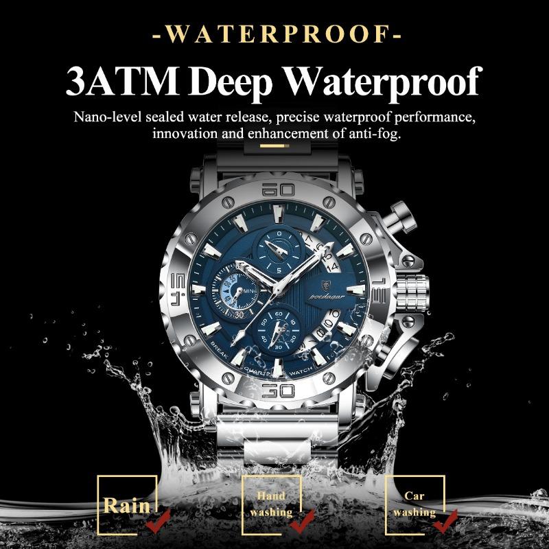 Reloj de Cuarzo de Marca Superior Resistente al Agua Multifuncional Luminoso de Moda para Hombre Tendencia