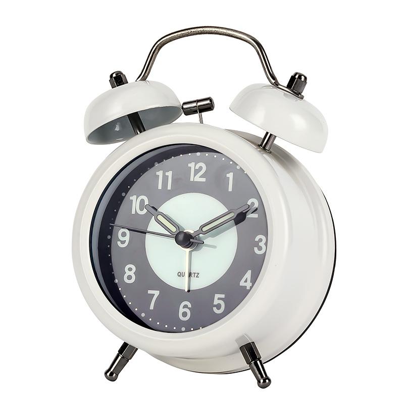 Metal alarm clock student dormitory wake up and call alarm clock fluorescent mute clock living room ornament