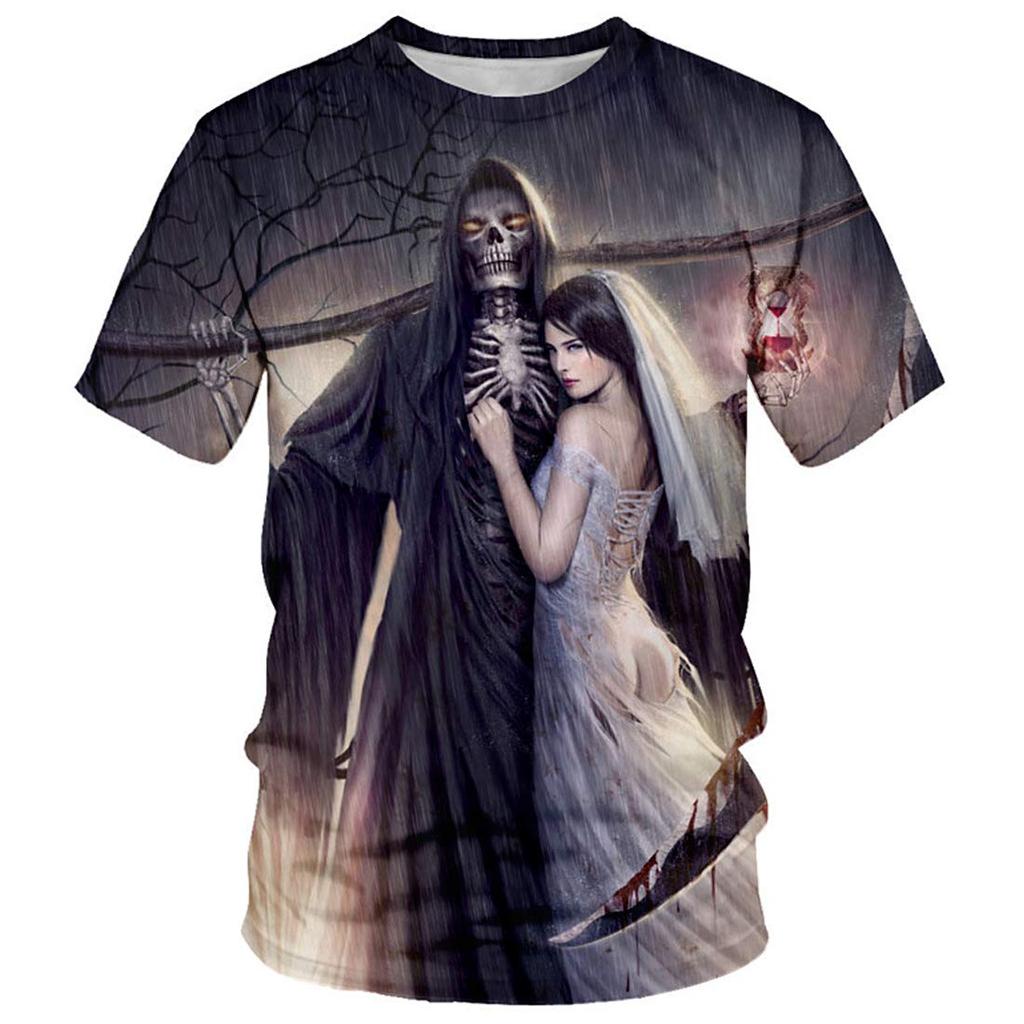 Men's Vintage Bones 3D Skeleton Man Print T-Shirt Summer Novelty Graphic T-Shirt Top Sport Running Speed Dry Plus Size Tops