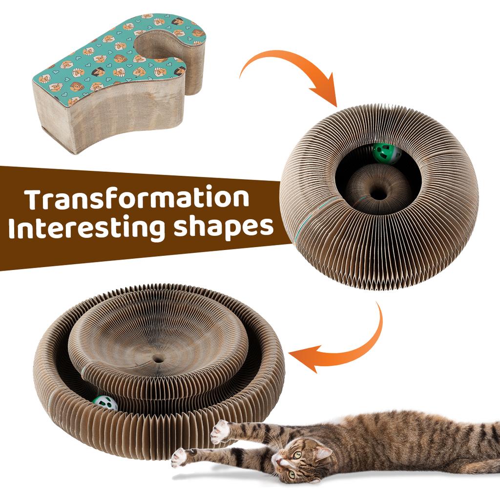 Magischer Organ Katzenkratzbrett Langlebiger Runder Wellpappe Kratzbaum Spielzeug für Katzen Krallen schärfen Krallenschaber Matte Katzen Zubehör