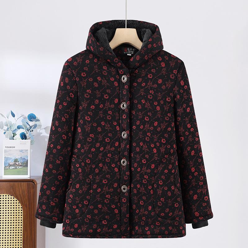 

Elderly Women s Winter Fleece-Lined Cotton Jacket for 60s-70s Mom 5XL