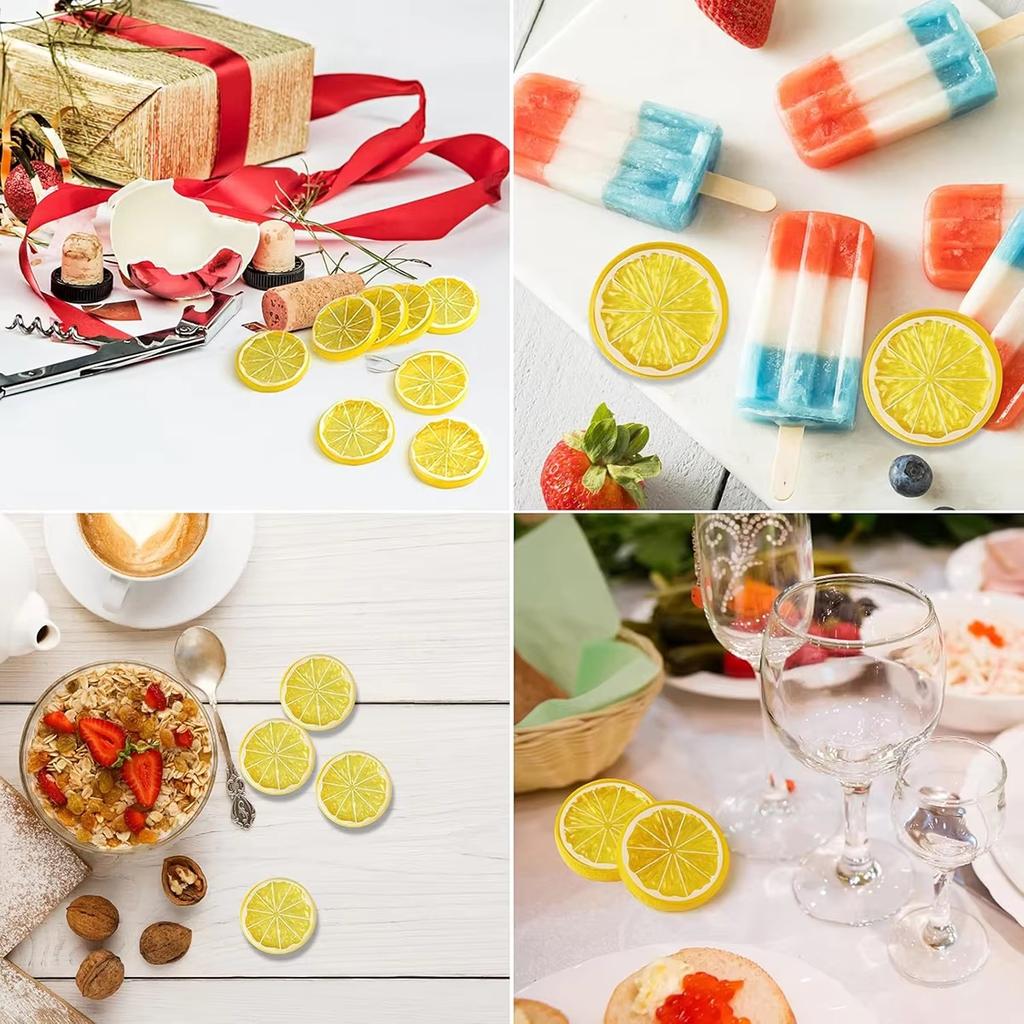 20/50pcs Artificial Plastic Lemon Fake Plants Kid Toys Fridge Sticker Diy Needlework Household Products New Year Festival Decor