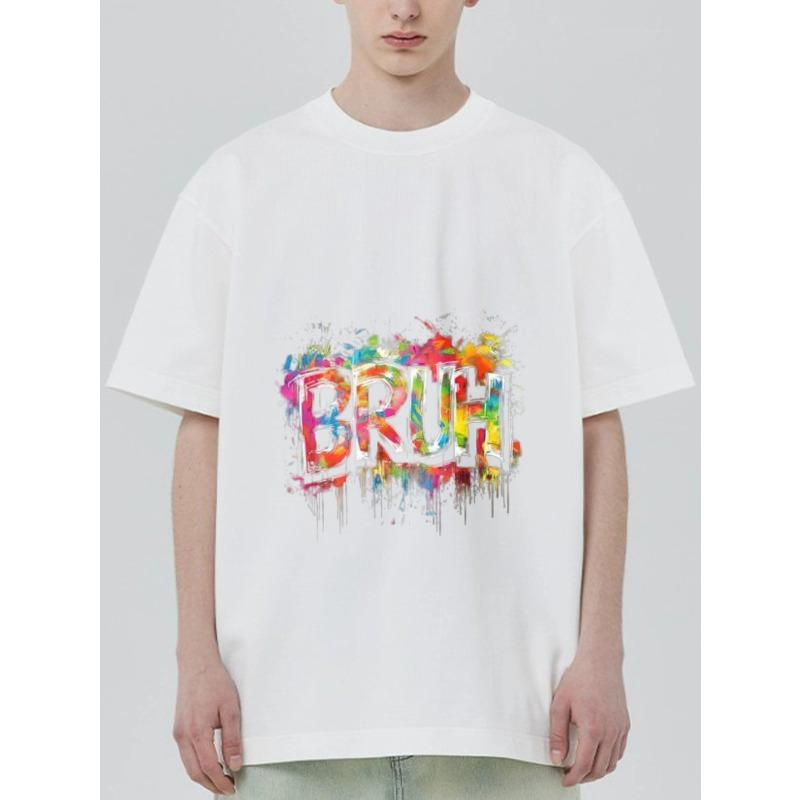 Black T Shirt with Colorful Bruh Graffiti Print for Casual Wear