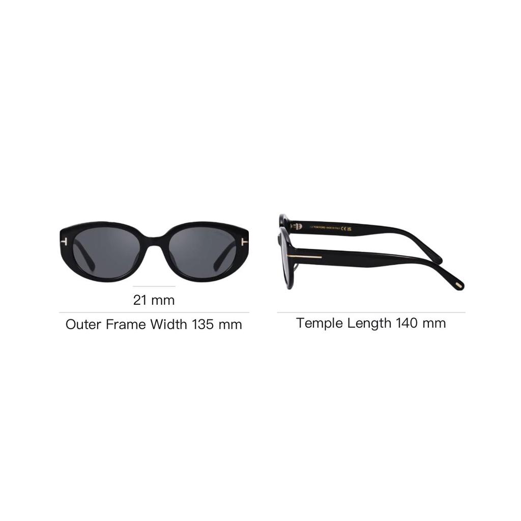 TF Fashion Vielseitige Cat-Eye-Sonnenbrille Damen-Sonnenbrille Schwarz FT1296-K-01A-54