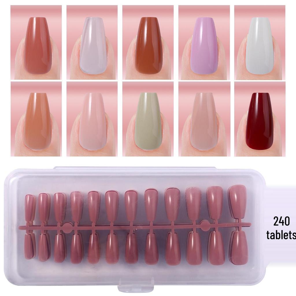 Colored Glitter Nail Art Tips - 240-Piece Set with Various Styles and Multiple Colors, Boxed Fake Fingernail Stickers