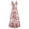 Women V Neck Sleeveless Floral Print Maxi Dress With Border Hem Casual Daily Wear