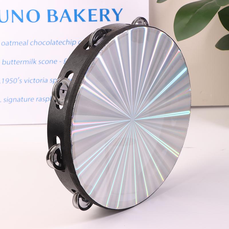 6/8/10 Inch Wooden Radiant Tambourine Handbell Hand Drum With Double Row Jingle Musical Educational Instrument