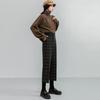 Winter Women Plaid Plus Size Woolen Straight Trousers Female High Waist Loose England Style Ankle-length Pants