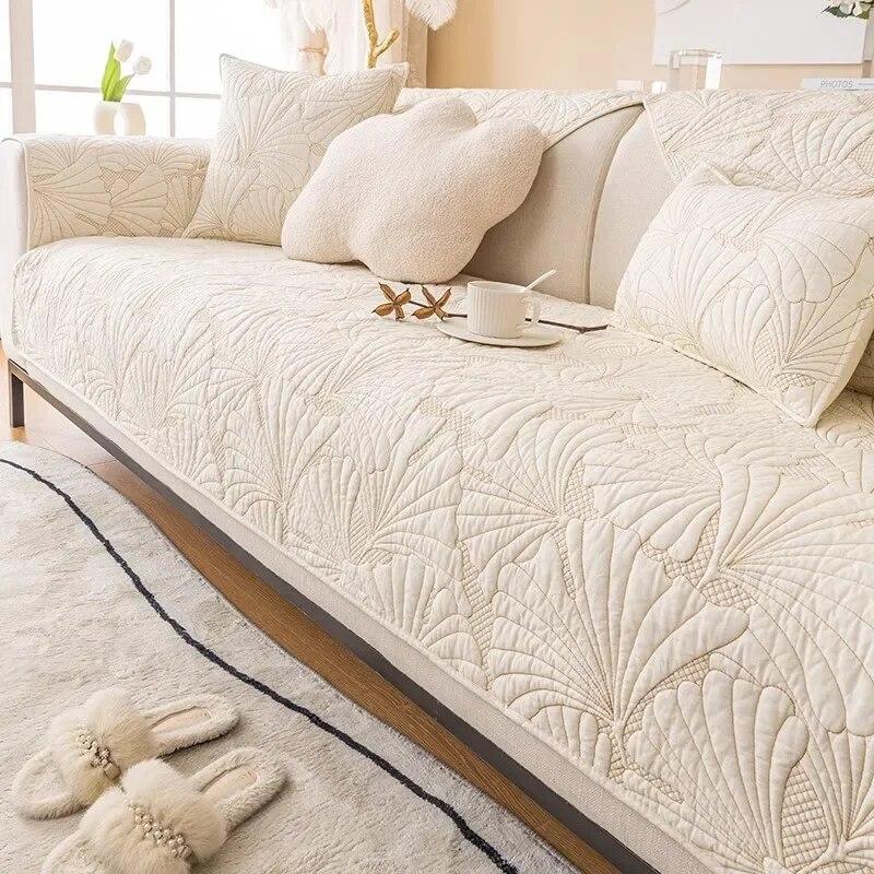 

Хлопковая Нескользящая диванная подушка для четырех сезонов из чистого хлопка, бежевая летняя скандинавская подушка, универсальная ткань для полотенец для дивана 70x70cm 1pcs