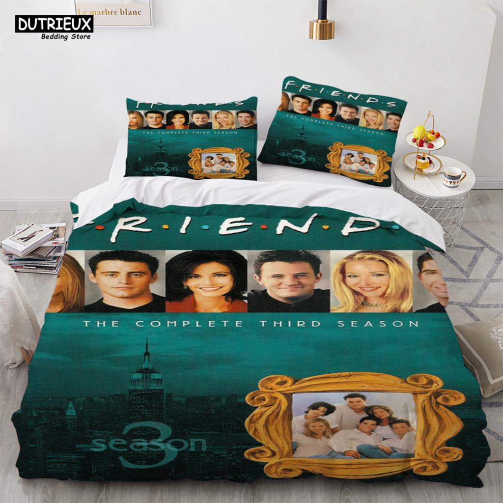 Neue Freunde Sets Bettbezug mit Kissenbezug Twin Full Queen King Doppel Einzelgröße Bettbezug Frauen Erwachsene Teenager Bettwäscheset