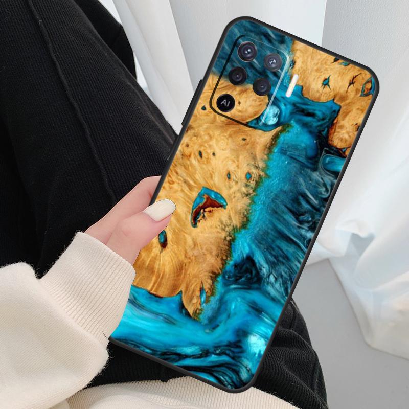 Hybrid Wood Resin Case For Oppo A17 A57 A77 A40 A78 A54 A74 A94 A76 A16 A96 A18 A60 A80 A38 A58 A98 A15 A5 Pro