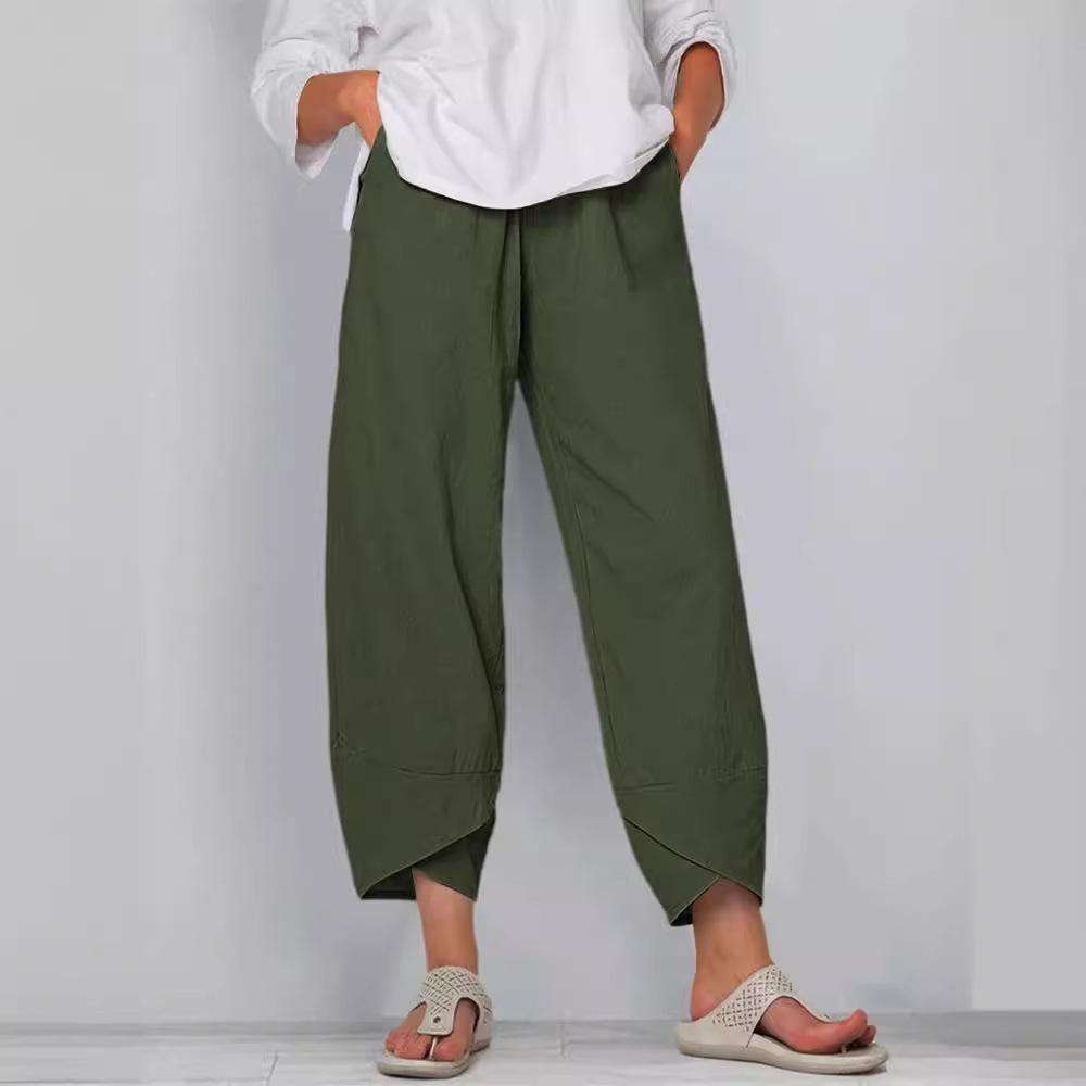 Summer Women's Pants Elastic Waist Cotton Loose Casual Pants