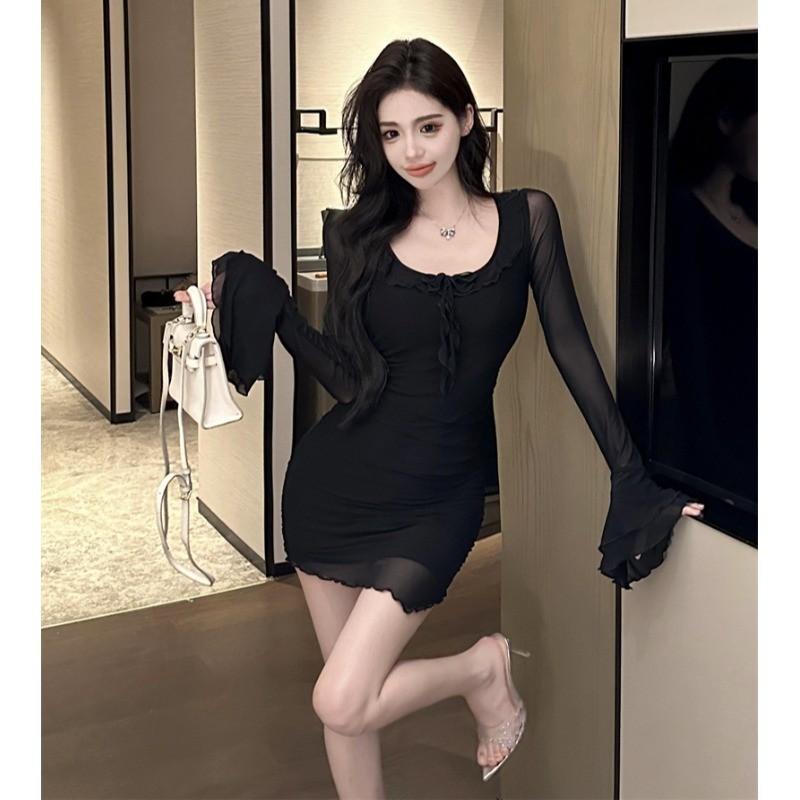 

Royal sister style sexy hottie shows figure slim fit hip wrap dress purple beautiful beautiful small skirt XL