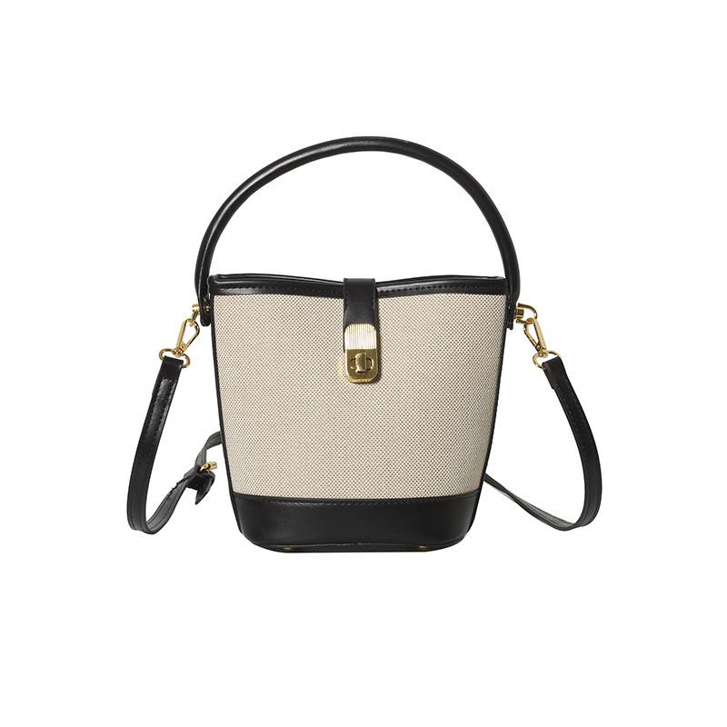 Torebka damska nowa modna przenośna torebka typu bucket niszowy design kontrastowe łączenie kolorów na ramię listonoszka