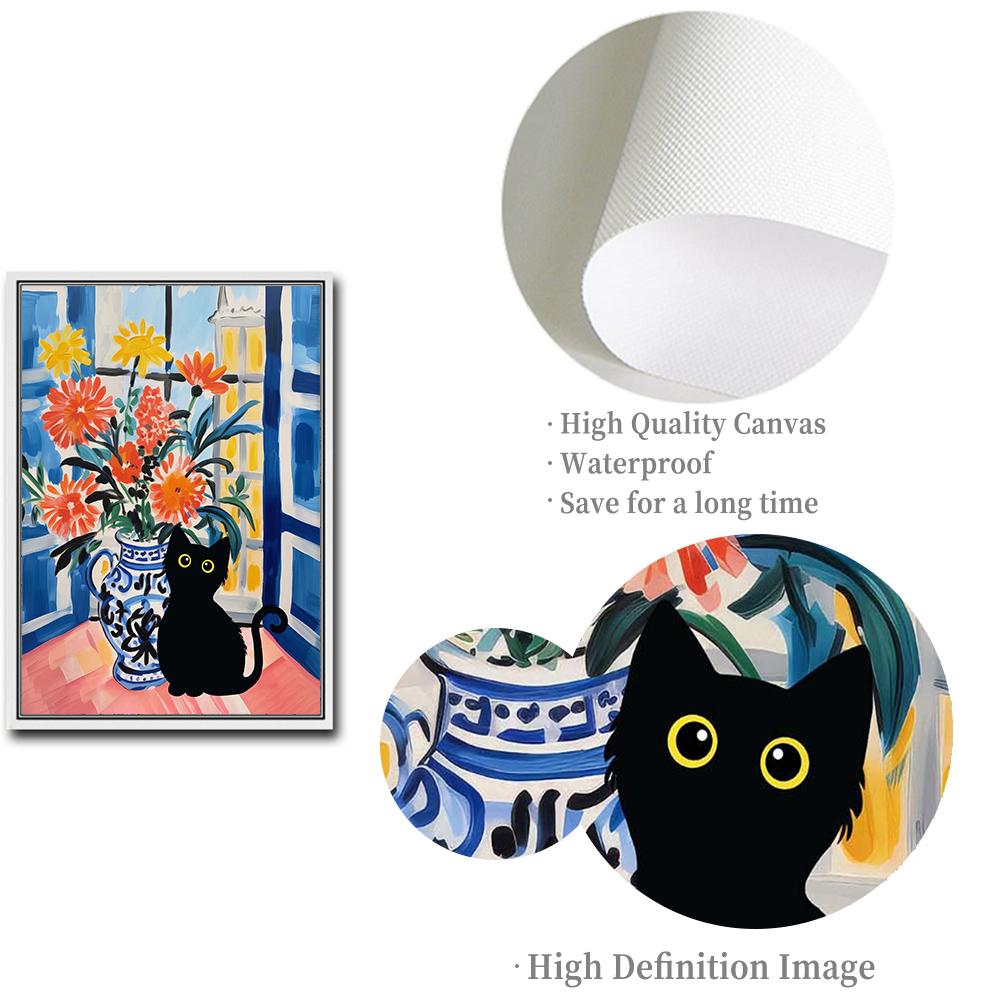 Canvas Painting Matisse Color Abstract Floral Vase Canvas Poster Black Cat Wall Art Prints Pictures for Living Room Home Decor