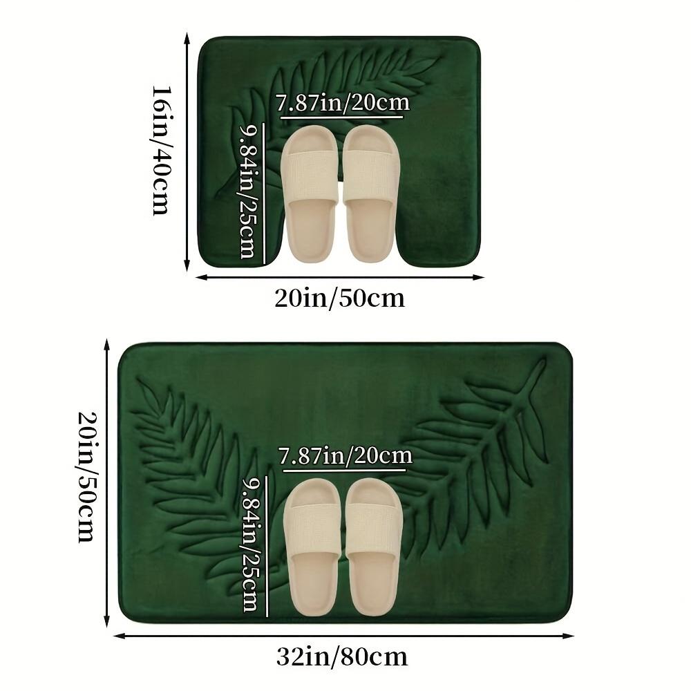 Soft Absorbent Non-slip Simple Solid Color Fern Leaf Embossed Memory Sponge Floor Mat - Bathroom Floor Mat Home