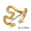 Gold Plated Stainless Steel Geometric Symmetry Line Open Ring for Women Men Line Texture Ring Charms Waterproof Jewelry Gift