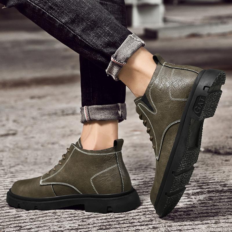 Genuine Leather Man Oxford Shoes Autumn Winter Men Ankle Boots Warm Fur Plus Retro Boots Mens Comfy Leisure Vintage Style Boots