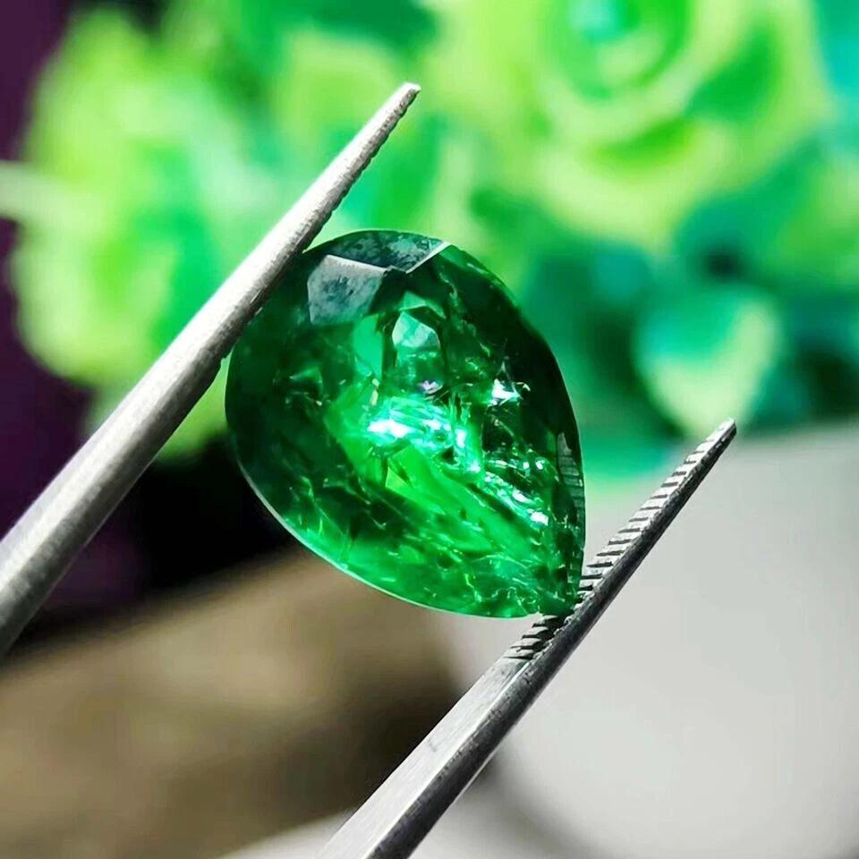 Stunning Natural Emerald Colombian Green 11.35 Ct Pear Certified Loose Gemstone