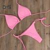 2 Pcs/Set Ladies Triangle Bikini Halter Neck Swimwear with Chest Pads Lace-up Thong Swimsuit Sexy Beachwear Bathing Suit for Beach Vacation Pool