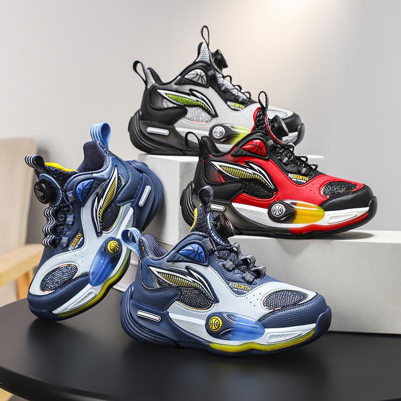 Jungen 2025 Herbst Leder Basketballschuhe - Verschleißfest, Rutschfest Sportsneaker für Kinder