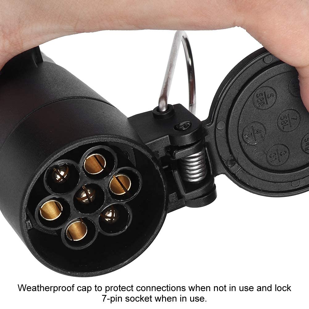 Gorgeri Trailer Cable Adapter, 7 Pin Trailer Plug with 98.4" Spring Extension Cable Wiring Adapter Connector Accessories
