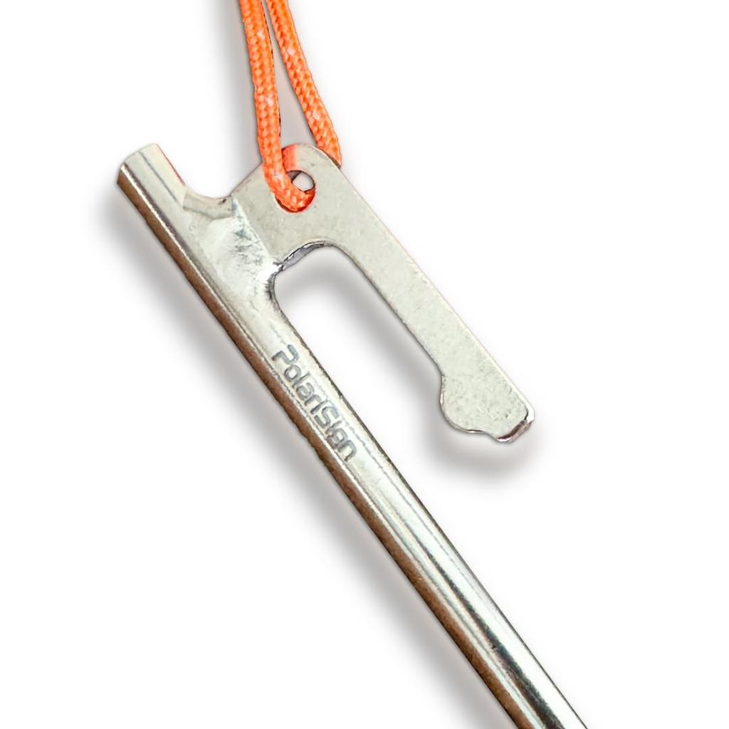 PolariSign 20cm Titanium Segs, Set of 12, Lightweight Camping Segs, Titanium with Reflective Rope, for Tents and Tarps, Set of 4, 6, 8, 12, or 16