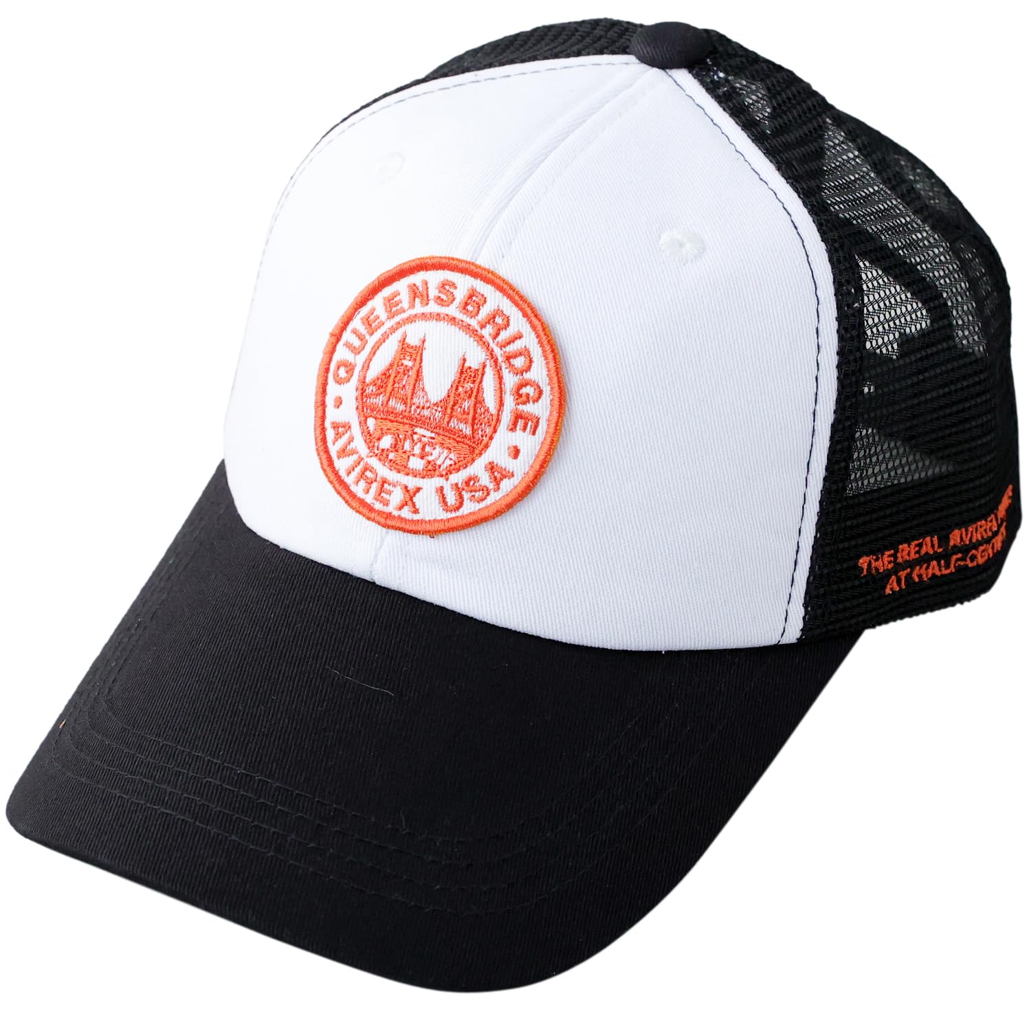 Avirex Mesh Military American Casual Summer Baseball Varsity White 6-Panel Cap, Low-Profile Cap, Embroidered, Men s MA-1 Cap,