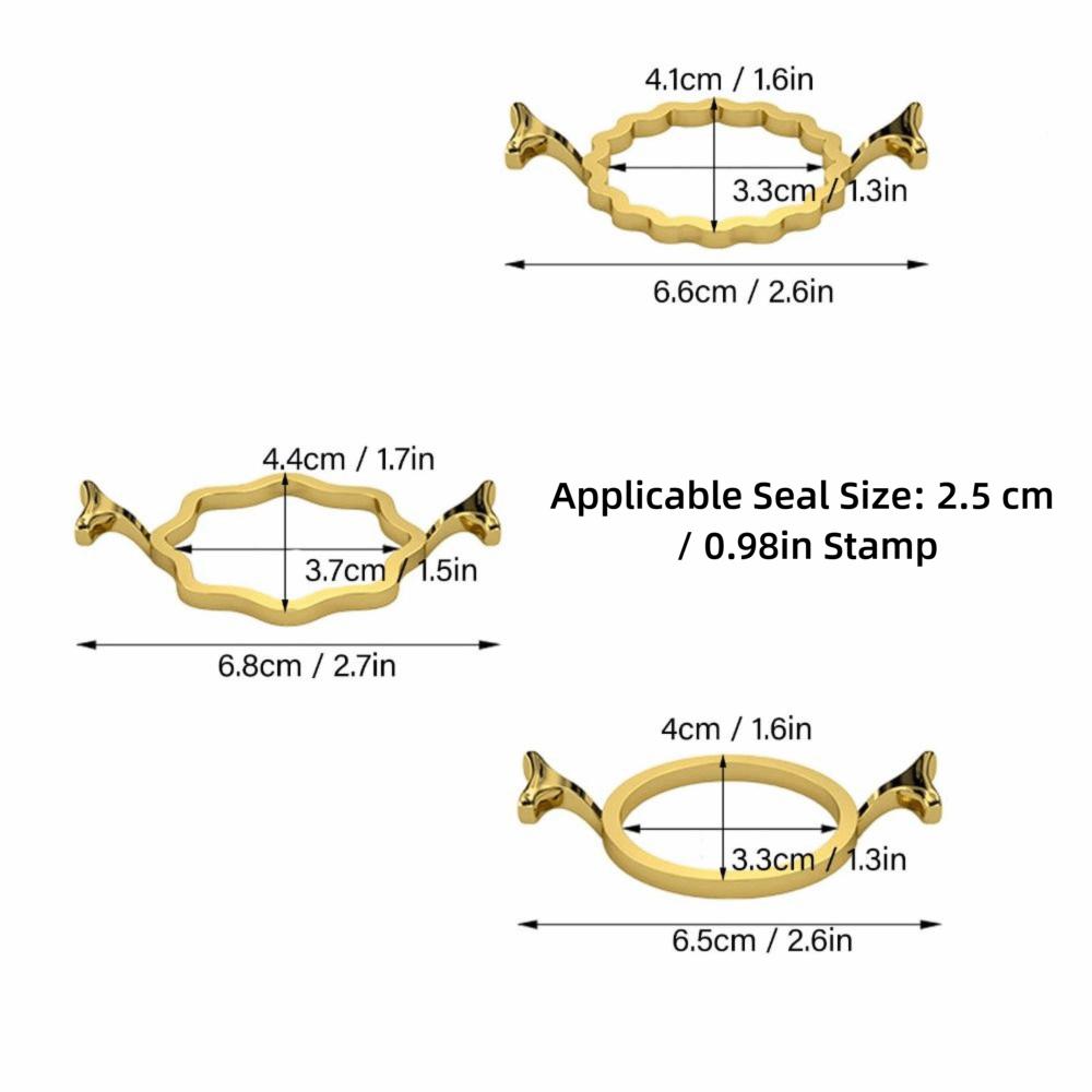 3Pcs Gold Wax Seal Stamp Rings 3 Shapes Wax Seal Stamp Mold Durable Wax Seal Rings  Document Sealing